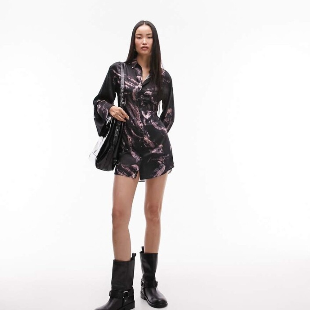 Topshop feather print shirt kimono style dress.